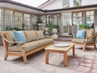 HiTeak Sonoma Wood Fawn Teak Cushion Sofa