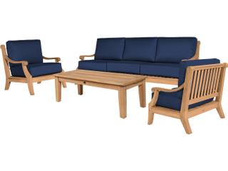 HiTeak Sonoma Wood Navy Teak Cushion Sofa