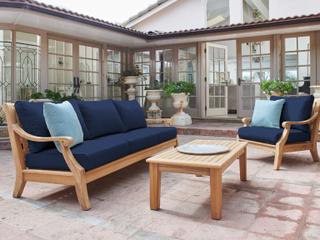 HiTeak Sonoma Wood Navy Teak Cushion Sofa