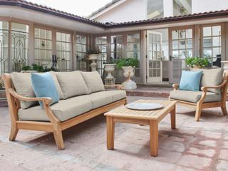 HiTeak Sonoma Wood Silver Teak Cushion Sofa