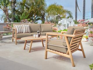 HiTeak Aalto Wood Fawn Teak Cushion Sofa