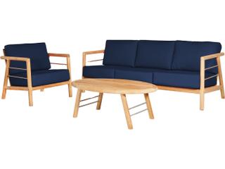 HiTeak Aalto Wood Navy Teak Cushion Sofa