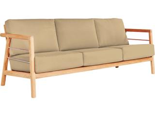 HiTeak Aalto Wood Camel Teak Cushion Sofa