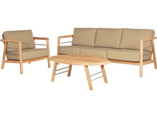 HiTeak Aalto Wood Camel Teak Cushion Sofa