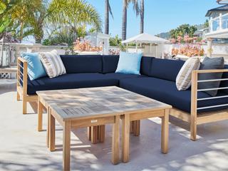 HiTeak Soho Wood Navy Teak Cushion Sofa