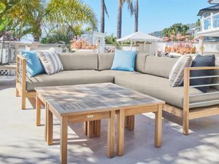 HiTeak Soho Wood Silver Teak Cushion Sofa