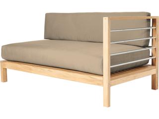 Soho Wood Fawn Teak Cushion Sofa