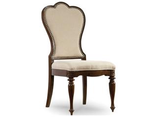 Hooker Furniture Leesburg Mahogany Wood Brown Upholstered Side Dining Chair