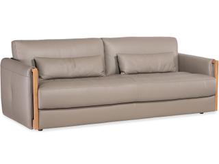 Hooker Furniture Ss Meridian Light Wood Gray Leather Sofa