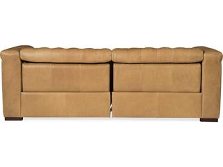 Hooker Furniture Savion Tufted Saddlebag Coin Brown Leather Sofa