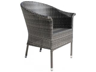 Hospitality Rattan Outdoor Spectrum Grey Aluminum Cushion Dining ArmChair
