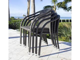 Hospitality Rattan Outdoor Spectrum Grey Aluminum Cushion Dining ArmChair