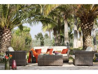 Hospitality Rattan Outdoor Fiji Dark Brown Wicker Lounge Chair with Cushions