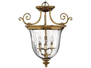 Hinkley Cambridge 3-Light Burnished Brass Glass Bell Candelabra Chandelier