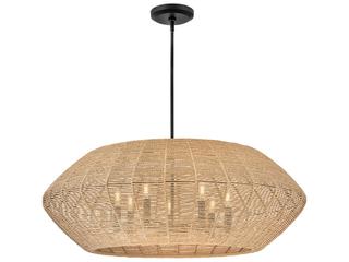 Hinkley Luca 7-Light Black Camel Rattan Candelabra Chandelier