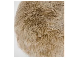 Interlude Home Brooks Autumn Brown Morel Taupe Beige Fur Accent Stool