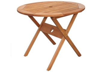International Home Miami Amazonia Ricard Eucalyptus 3 Piece Outdoor Round Dining Set with Black Aluminum Chairs