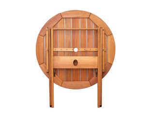 International Home Miami Amazonia Ricard Eucalyptus 3 Piece Outdoor Round Dining Set with Black Aluminum Chairs