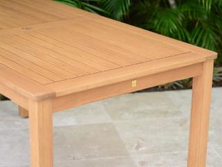 International Home Miami Amazonia San Antonio Wood Rectangular Patio Dining Table with Umbrella Hole