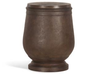 Hudson 32-Inch Round Mactan Stone and Resin End Table in Cappuccino