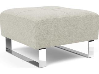 Innovation Deluxe Excess Mixed Dance Natural Chrome Silver Upholstered Ottoman