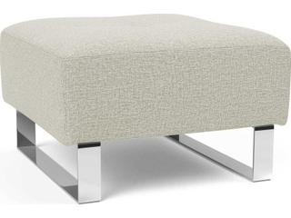Innovation Deluxe Excess Mixed Dance Natural Chrome Silver Upholstered Ottoman