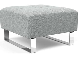 Deluxe Excess Melange Light Grey Chrome Upholstered Ottoman