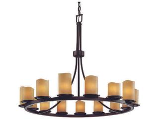 Justice Design Group Candlearia 15-Light Bronze Cylinder Chandelier
