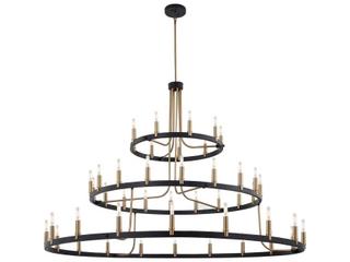 Justice Design Group 45-Light Matte Black Brass Tiered Chandelier