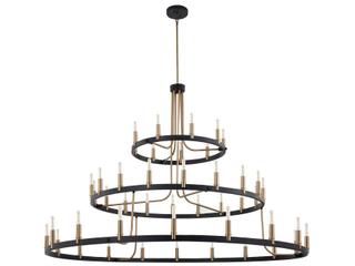 Justice Design Group 45-Light Matte Black Brass Tiered Chandelier