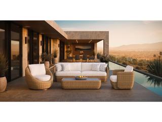 Jensen Outdoor Velo 55" x 24" Rectangular Coffee Table w/ Cement Top