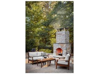 Jensen Outdoor Furniture Opal IPE Loveseat with Hi Back Cushions