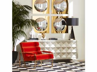 Jonathan Adler Globo Polished Brass Square Wall Mirror