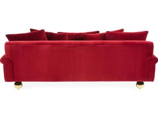 Jonathan Adler Greenwich Vincenza Claret Red Velvet Upholstered Sofa