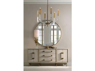 John Richard 6-Light Acrylic Antique Brass Clear Candelabra Chandelier