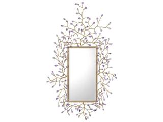 John Richard Budding Amethyst Brass Rectangular Wall Mirror