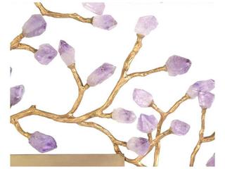 John Richard Budding Amethyst Brass Rectangular Wall Mirror