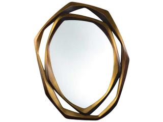 Havant Abstract Hand-Carved Wall Mirror in Dark Bronze and Gold
