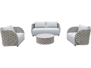 Schnupp Patio Savannah Rope Aluminum Champagne Round Coffee Table