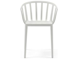 Venice Matte White Resin Dining Arm Chair  (Sold in 2)