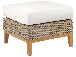Frances 26 Inch Sectional Teak and Wicker Cushion Ottoman