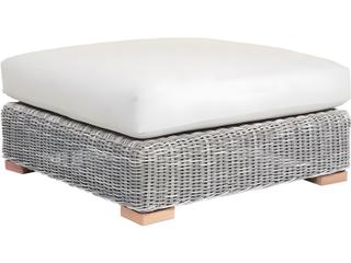 Tortola Wicker Cushion Ottoman with Teak Legs