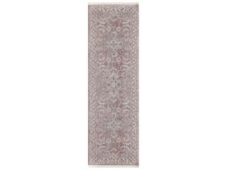 Adele Bordered Runner Area Rug in Blush and Grey