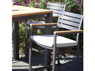 Kettler Elba Charcoal Teak Cast Silver Aluminum Cushion Bar Set
