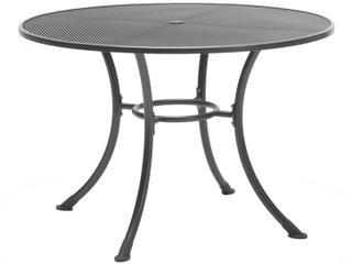 Kettler Mesh Steel Gray Round Outdoor Dining Table with Umbrella Hole