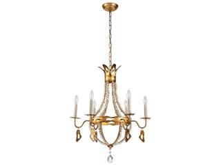 Lucas McKearn Monteleone 6-Light Gold Leaf Antique Crystal Glass Candelabra Chandelier