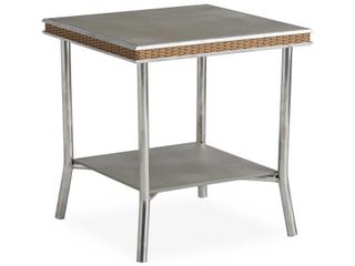 Visions Wicker Square Taupe Glass Outdoor End Table