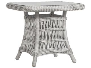 Mackinac Wicker Square Lay-On Glass Top Outdoor End Table