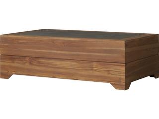 Teak Rectangular Faux Concrete Top Patio Coffee Table