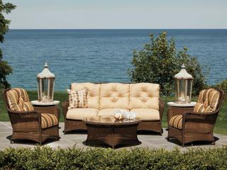 Lloyd Flanders Grand Traverse Wicker Cushion Patio Lounge Set
